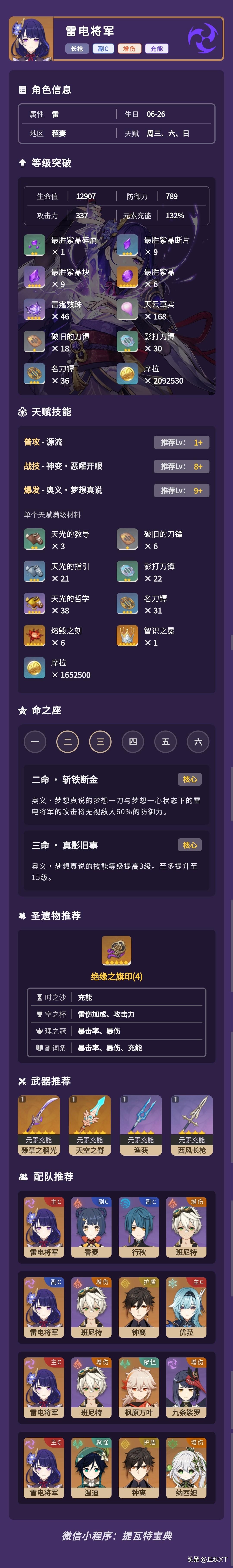 原神雷电将军圣遗物推荐